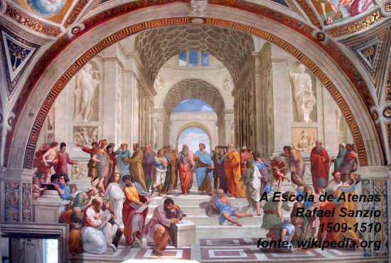 A Escola de Atenas, Rafael, 1509-1510, fonte: wikipedia.org