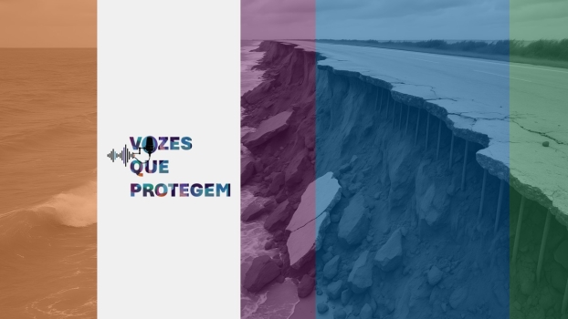 A imagem representa um fenómeno de erosão costeira.